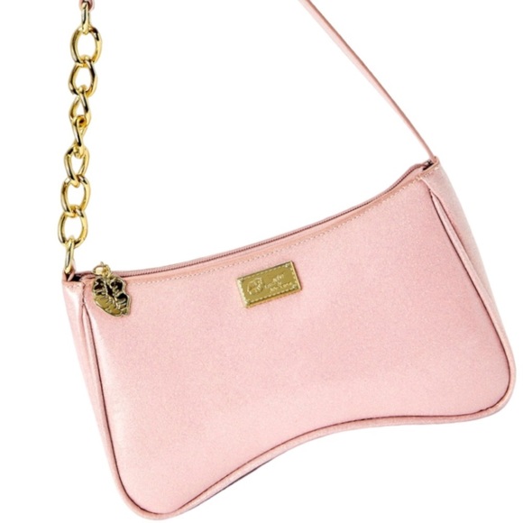 Light Pink Glitter Luv Betsey by Betsey Johnson Gold Chain Shoulder Bag - Picture 3 of 8